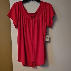 Rafaella Vibrant Pink Short Sleeve Blouse